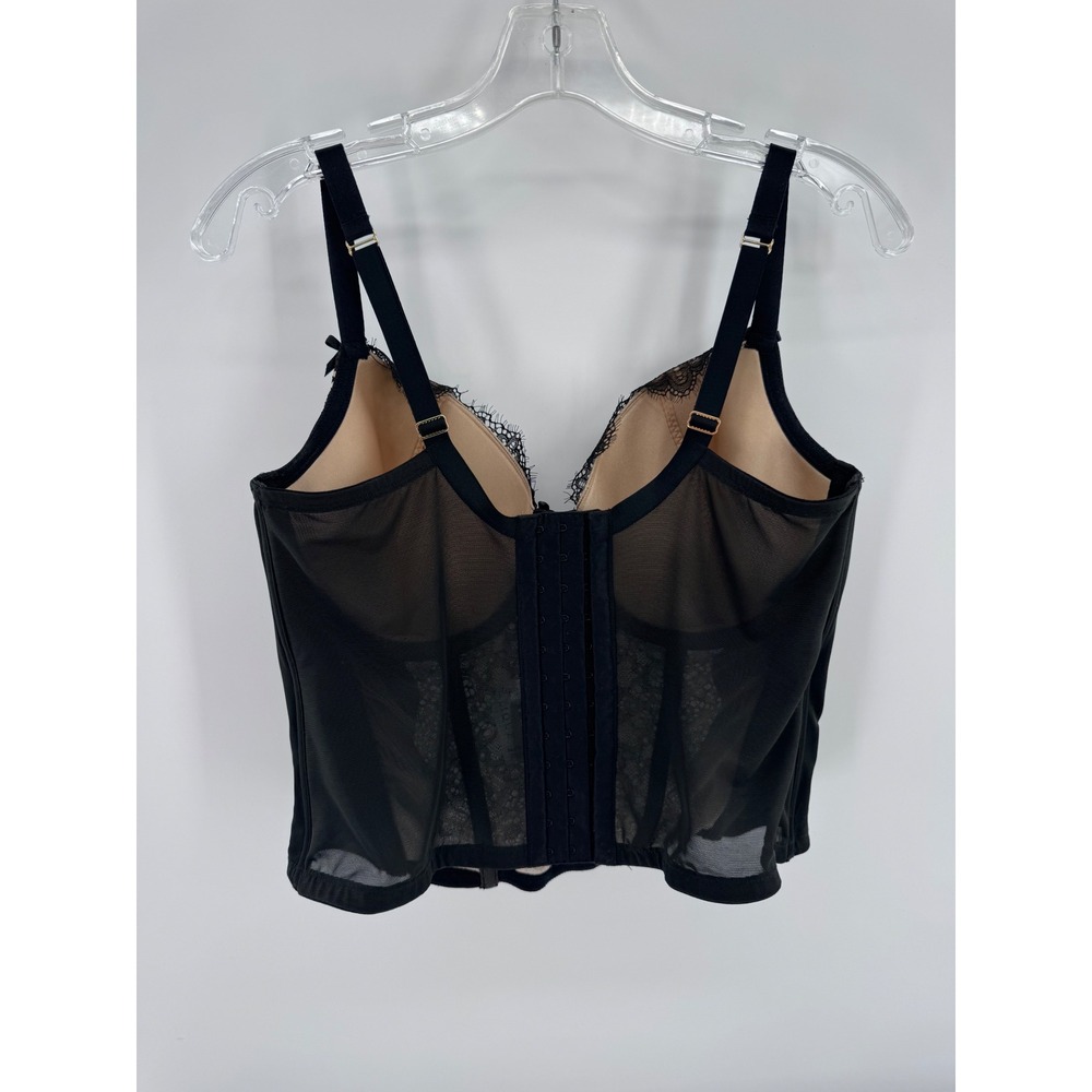 Cacique Longline Corset Bra Women 38DDD Black Lace Underwire Mesh Support‎ - Picture 3 of 10